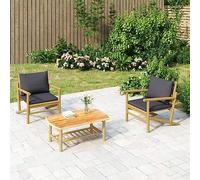 GeenYuu Table Basse de Jardin en Bambou Naturel 90x55x37 cm pour terrasse Balcon Patio extérieur, Surface Robuste Facile à Nettoyer, mobilier modulable pour Assise et Relaxation