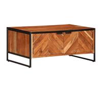GeenYuu Table Basse en Bois Massif d'acacia 90x55x40 cm avec Rangement, Plateau Stable et niches Pratiques pour Salon séjour canapé, Meuble de décoration et Espace organisé