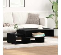 GeenYuu Table Basse en chêne Noir Bois d'ingénierie 105 x 55 x 32 cm avec Rangement 3 Compartiments Plateau Stable pour Salon séjour canapé Espace Gain Organisateur apéritif