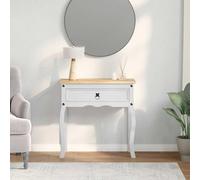 GeenYuu Table Console en pin Massif Blanc avec tiroir et étagère 73 x 35 x 73 cm Meuble Rangement pour Salon Chambre entrée Couloir Bureau avec Plateau Pratique et Style Rustique Naturel