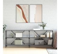 GeenYuu Table console grise Sonoma 200 x 30 x 75 cm Matériau bois et fer Cadre stable Table de couloir moderne avec beaucoup d'espace de rangement et pieds réglables pour salon et entrée