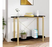 GeenYuu Table console noire en bois avec pieds en pin massif 110 x 38 x 75 cm, espace de rangement et support mural pour salon, chambre à coucher, étagère moderne