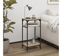 GeenYuu Table d'appoint en chêne Sonoma - 40 x 30 x 75 cm - En bois avec cadre en acier - Pieds réglables - Table basse moderne - Pour salon, table de chevet - Espace de rangement