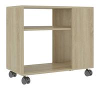 GeenYuu Table d'appoint en chêne Sonoma 70 x 35 x 55 cm avec 2 niveaux et 4 roues Table basse stable moderne pour salon chambre à coucher comme table latérale pratique