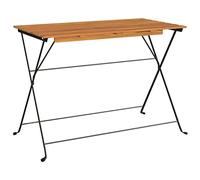 GeenYuu Table de bistrot pliable en bois massif d'acacia et acier 100 x 54 x 71 cm Table d'extérieur pour patio Extrémité latérale Café Accent Table pliante