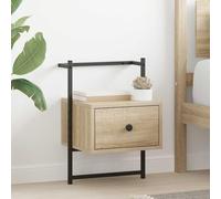 GeenYuu Table de Chevet Murale chêne Sonoma 35x30x51 cm avec tiroir Rangement, Meuble Compact pour Chambre, Bureau, entrée, Support Lampe et Livre, Espace organisé Coin Salon