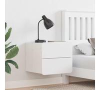 GeenYuu Table de Chevet Murale en Bois de pin Massif Blanc 39 x 34 x 33 cm 2 pièces avec tiroirs pour Chambre, Meuble de Rangement Compact pour Lampe, Livre, téléphone, réveil