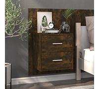 GeenYuu Table de Chevet Murale en Bois d'ingénierie chêne fumé 48,5 x 32,5 x 80 cm capacité 50 kg Rangement Compact pour Chambre lit Salon Bureau avec Support pour Lampe Livre téléphone