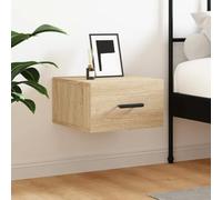 GeenYuu Table de chevet murale en chêne Sonoma - 35 x 35 x 20 cm - À suspendre - Avec étagère de rangement - Pour couloir, bureau, buanderie, armoire multi-usages