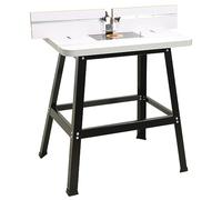 GeenYuu Table de fraisage en acier et MDF 81 x 61 x 88 cm, table de fraisage avec plaque d'insertion et aspiration, établi pour menuiserie, bricolage, menuiserie, avec butée parallèle et d'angle