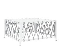 GeenYuu Table de jardin blanche 70 x 70 x 34 cm - Cadre en acier revêtu par pulvérisation - Table basse modulaire pour terrasse, jardin, salon