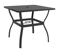 GeenYuu Table de Jardin carrée Anthracite en Acier Enduit de Poudre 81,5x81,5x72 cm avec Trou Parasol pour terrasse Balcon Patio Repas extérieur