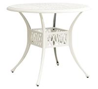GeenYuu Table de Jardin carrée Blanche en Aluminium coulé 90x90x74 cm avec Trou Parasol, mobilier extérieur Stable pour terrasse, Balcon, Patio Repas et apéritif