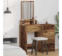 GeenYuu Table de Toilette avec tiroir en Bois Ancien 50 x 41 x 140 cm, Coiffeuse avec Miroir, Rangement Pratique pour Chambre, Meuble Maquillage, Console élégante avec étagères et Porte Vasque