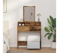 GeenYuu Table de Toilette en Bois Ancien avec tiroir et Miroir, Meuble Rangement Coiffeuse 79 x 41 x 140 cm, étagère intégrée, Console pour Chambre Salle de Bain beauté cosmétique