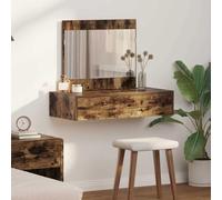 GeenYuu Table de Toilette Marron en Bois d'ingénierie 83 x 40 x 70 cm avec Miroir Plat, tiroir de Rangement, Meuble Coiffeuse pour Chambre, Salle de Bain, Console beauté Fonctionnelle