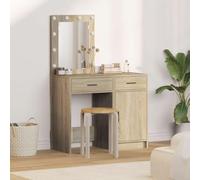 GeenYuu Table de Toilette Marron en Bois d'ingénierie avec tiroir, Miroir et Rangement 50 x 41 x 135 cm, Set de 2, idéale pour Chambre, Salle de Bain, Console beauté et Organisateur cosmétique
