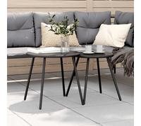 GeenYuu Tables Basses de Jardin Rondes Noires en Acier Enduit de Poudre 2 pièces, mobilier extérieur pour terrasse, Balcon, Patio, Repas, apéritif, café Convivial