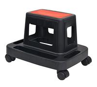 GeenYuu Tabouret roulant d'atelier avec étagère et compartiments de rangement, en plastique, 45 x 34 x 32 cm, capacité de charge de 150 kg, avec 4 roues, mobile pour atelier, garage, salle de loisirs