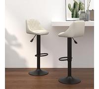 GeenYuu Tabourets de Bar crème Velours Lot de 2 siège pivotant à Hauteur réglable avec Dossier et Repose-Pied pour Cuisine comptoir Bistro Salon Salle à Manger Repas apéritif