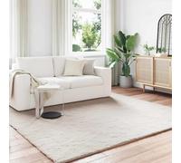 GeenYuu Tapis antidérapant en Fausse Fourrure de Lapin Beige 200 x 200 cm en Polyester Doux pour Salon Chambre Bureau, décoration intérieure Cosy avec Protection et Confort Optimal