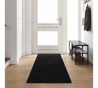 GeenYuu Tapis Couloir Noir en polypropylène 80 x 400 cm antidérapant tufté Confortable pour Salon Chambre Bureau décoration intérieure Protection Passage