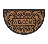 GeenYuu Tapis de Porte Demi-Rond 45x75 cm Caoutchouc et Fibre de Coco antidérapant Absorbant pour entrée intérieur extérieur seuil Maison terrasse Balcon Jardin