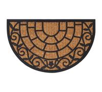 GeenYuu Tapis de Porte Demi-Rond 45x75 cm en Caoutchouc et Fibre de Coco Naturel antidérapant Absorbant pour entrée intérieur extérieur seuil Maison Jardin terrasse Garage