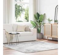 GeenYuu Tapis Shaggy à Poils Longs Gris argenté NAVARRA 200x200 cm carré en Polyester Doux et Absorbant pour Salon Chambre Bureau intérieur extérieur