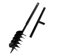 GeenYuu Tariere de sol avec meche de tariere 150 mm acier noir, perceuse de forage helicoidale pour trou sol terre jardin plantation poteau cloture piquet fondation, spirale manuelle