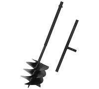 GeenYuu Tarière de sol en acier noir avec manche, spirale 250 mm, longueur 1 m, forage pour jardin, plantation, poteau, clôture, piquet, fondation, ancrage, creuser la terre et aérer le sol