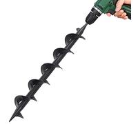 GeenYuu Tarière en acier 75 × 600 mm avec 5 lames, compatible avec mandrin de serrage de 10 mm et 13 mm, pour perceuse sans fil, idéale pour le jardin, les poteaux de clôture, utilisation polyvalente
