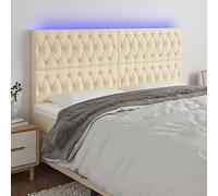 GeenYuu Tête de lit à LED crème 200x7x118/128 cm en Tissu rembourré avec Panneau Lumineux réglable, Cadre Solide en Bois, Support Confortable pour Chambre Adulte, ado ou Enfant