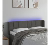 GeenYuu Tête de lit à LED Gris foncé en Velours 147x16x78-88 cm, Panneau rembourré avec Bande LED découpable, Dossier Confortable pour Chambre Adulte ou Enfant, Structure Bois Durable