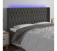 GeenYuu Tête de lit à LED Gris foncé en Velours 183x16x118-128 cm avec Bande Lumineuse réglable, Panneau rembourré pour Chambre Adulte ou Enfant, Dossier capitonné, Cadre Solide en Bois