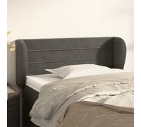 GeenYuu Tête de lit avec oreilles - Housse en velours gris foncé - 93 x 23 x 78/88 cm - Rembourrée avec pieds en bois - Réglable en hauteur - Pour lit de chambre à coucher - Dossier confortable et