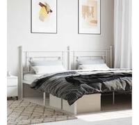 GeenYuu Tête de lit métal Blanc 200 cm Robuste avec Pieds Stables, Panneau décoratif pour Chambre Adulte et Enfant, Support Dossier pour sommier Cadre, Fixation Facile pour rénovation Meuble