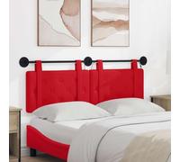 GeenYuu Tête de lit Suspendue en Simili Cuir Rouge avec lumière LED, Panneau Mural rembourré capitonné, Structure Solide en Bois, Montage Facile pour Chambre Adulte ou Enfant