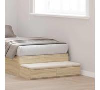 GeenYuu Tiroirs de lit en Bois d'ingénierie Chêne Sonoma 80 x 36,5 x 16,5 cm avec 2 tiroirs, Meuble Rangement Compact pour Chambre, Table Chevet Nuit, siège marchepied Pratique