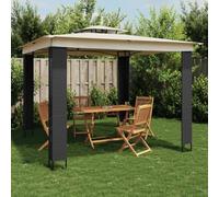 GeenYuu Tonnelle à Double Toit crème 2,94x2,94 m Acier avec Structure Robuste, auvent ventilé résistant Pluie et Soleil pour Jardin, terrasse, Patio, pergola extérieure et Espace ombragé