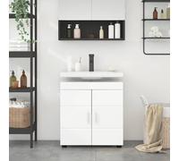 GeenYuu TULUM Ensemble d'armoire de salle de bain blanc brillant en bois 60 x 34 x 63 cm avec beaucoup d'espace de rangement, armoire de salle de bain moderne pour buanderie, montage mural, peu