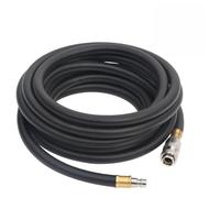 GeenYuu Tuyau à air hybride noir 1,5 cm 2 m caoutchouc PVC avec raccord rapide 3/8" pour compresseur outils pneumatiques flexible résistant aux pliures durable pour atelier, garage, industrie