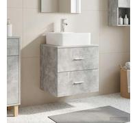 GeenYuu Vanité de lavabo Mural Gris béton en Bois d'ingénierie 49,5 x 41 x 63 cm avec lavabo intégré et tiroirs, Meuble Salle Bain Suspendu pour Rangement sous évier, Installation Facile