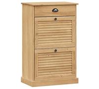 GeenYuu VIGO Armoire à chaussures en pin massif 60 x 35 x 96 cm avec porte vénitienne et poignées en métal, étagère à chaussures pour couloir, couloir, chambre à coucher avec espace de rangement et