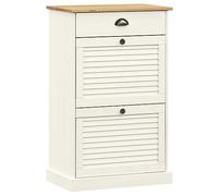 GeenYuu VIGO Armoire à chaussures en pin massif 60 x 35 x 96 cm Blanc avec porte vénitienne, espace de rangement pour chaussures, étagère à chaussures pour couloir, couloir, chambre à coucher