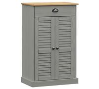 GeenYuu VIGO Armoire à chaussures grise en pin massif 60 x 35 x 96 cm avec 2 compartiments et tiroir Étagère à chaussures pour couloir, couloir, chambre à coucher, escalier pour un rangement ordonné