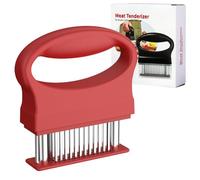 GeeRic Attendrisseur de Viande à 48 Lames en Acier Inoxydable, Marteau a Viande Outil Robuste - Facile à Nettoyer - pour Attendrir Steak, Bœuf, Porc, Poulet, Ustensiles de Cuisine - Rouge