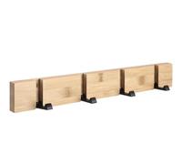 GeeRic Porte-Manteau Mural avec 4 Crochets Rétractables, Rail à Crochets en Aluminium Peu Encombrant pour Entrée, Salle de Bain, Chambre et Bureau, Bois