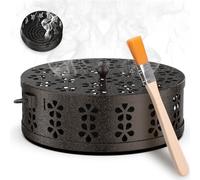GeeRic Support de Bobine de Moustique avec Couvercle et Poignée, Brûleur de Bobine d'encens de Moustique Portable, Support d'encens de Bobine Rétro pour Terrasse, Maison, Camping Bronze