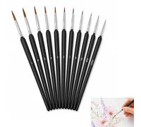 Gefaps Set de 11 Pinceaux Fins pour Peinture, Pinceaux de Détail Taille 00000 à 7 pour Acrylique, Aquarelle, Modélisme et Figurine, Petit Pinceau Extra Fin pour Peinture au Numéro